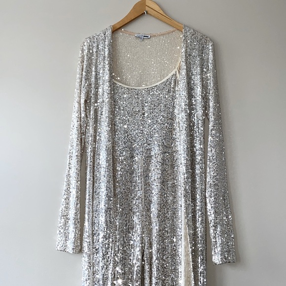 🌟Host Pick🌟Fashion Nova Ready to Sparkle Sequin Jumpsuit and Long Cardigan - Picture 7 of 17